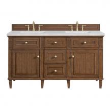 James Martin Vanities 424-V60D-WLT-3AF - Lorelai 60'' Double Vanity, Mid-Century Walnut w/ 3 CM Arctic Fall Solid Surface Top