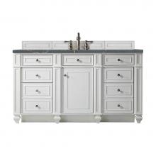 James Martin Vanities 157-V60S-BW-3PBL - Bristol 60'' Single Vanity, Bright White w/ 3 CM Parisien Bleu Quartz Top