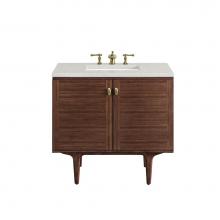 James Martin Vanities 670-V36-WLT-3LDL - Amberly 36'' Single Vanity, Mid-Century Walnut w/ 3 CM Lime Delight Top