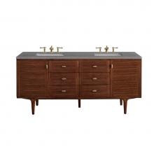 James Martin Vanities 670-V72-WLT-3GEX - Amberly 72'' Double Vanity, Mid-Century Walnut w/ 3 CM Grey Expo Top