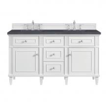 James Martin Vanities 424-V60D-BW-3CSP - Lorelai 60'' Double Vanity, Bright White w/ 3 CM Charcoal Soapstone Quartz Top