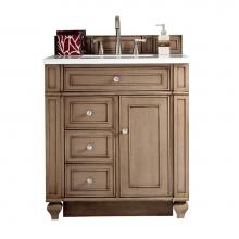 James Martin Vanities 157-V30-WW-3WZ - Bristol 30'' Single Vanity, Whitewashed Walnut, w/ 3 CM White Zeus Quartz Top