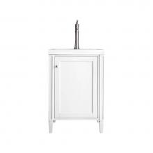 James Martin Vanities E652V24GWWG - Britannia 24'' Single Vanity Cabinet, Glossy White w/ White Glossy Composite Countertop