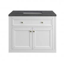 James Martin Vanities 305-V36-GW-3CSP - Chicago 36'' Single Vanity, Glossy White w/ 3 CM Charcoal Soapstone Top