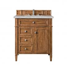 James Martin Vanities 650-V30-SBR-3VSL - Brittany 30'' Single Vanity, Saddle Brown, w/ 3 CM Victorian Silver Quartz Top