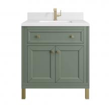 James Martin Vanities 305-V30-SC-1WZ - Chicago 30'' Single Vanity, Smokey Celadon w/ Single Hole 3 CM White Zeus Top & Back