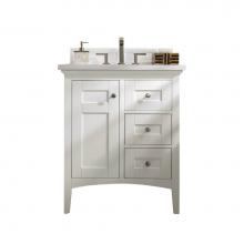 James Martin Vanities 527-V30-BW-3WZ - Palisades 30'' Single Vanity, Bright White, w/ 3 CM White Zeus Quartz Top