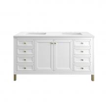 James Martin Vanities 305-V60D-GW-3WZ - Chicago 60'' Double Vanity, Glossy White w/ 3 CM White Zeus Top