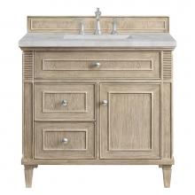 James Martin Vanities 424-V36-WWO-3VSL - Lorelai 36'' Single Vanity, Whitewashed Oak w/ 3 CM Victorian Silver Quartz Top