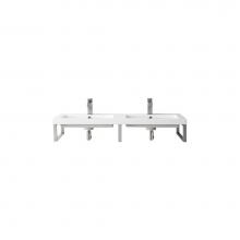 James Martin Vanities 055BK18BNK47WG2 - Three Boston 18'' Wall Brackets, Brushed Nickel w/47'' White Glossy Composite