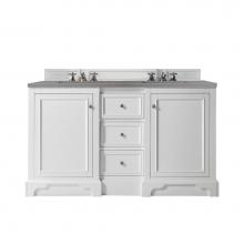 James Martin Vanities 825-V60D-BW-3GEX - De Soto 60'' Double Vanity, Bright White w/ 3 CM Grey Expo Quartz Top