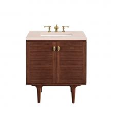 James Martin Vanities 670-V30-WLT-3EMR - Amberly 30'' Single Vanity, Mid-Century Walnut w/ 3 CM Eternal Marfil Top