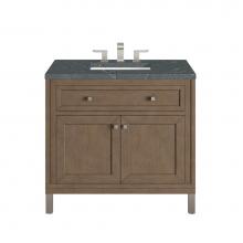 James Martin Vanities 305-V36-WWW-3PBL - Chicago 36'' Single Vanity, Whitewashed Walnut w/ 3 CM Parisien Bleu Quartz Top