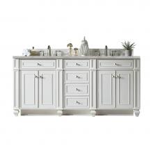 James Martin Vanities 157-V72-BW-3VSL - Bristol 72'' Double Vanity, Bright White w/ 3 CM Victorian Silver Quartz Top