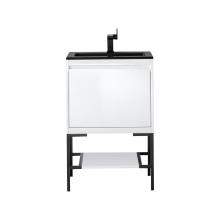 James Martin Vanities 805-V23.6-GW-MB-CH - Mantova 23.6'' Single Vanity, Glossy White, Matte Black Base w/ Charcoal Black Composite