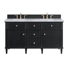 James Martin Vanities 424-V60D-BKO-3CAR - Lorelai 60'' Double Vanity, Black Onyx w/ 3 CM Carrara White Marble Top