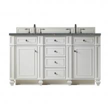 James Martin Vanities 157-V60D-BW-3PBL - Bristol 60'' Double Vanity, Bright White w/ 3 CM Parisien Bleu Quartz Top