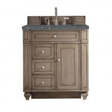 James Martin Vanities 157-V30-WW-3PBL - Bristol 30'' Single Vanity, Whitewashed Walnut w/ 3 CM Parisien Bleu Quartz Top