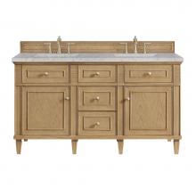 James Martin Vanities 424-V60D-LNO-3EJP - Lorelai 60'' Double Vanity, Light Natural Oak w/ 3 CM Eternal Jasmine Pearl Quartz Top