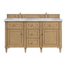 James Martin Vanities 424-V60D-LNO-3CAR - Lorelai 60'' Double Vanity, Light Natural Oak w/ 3 CM Carrara White Marble Top