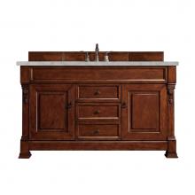 James Martin Vanities 147-114-5381-3VSL - Brookfield 60'' Single Vanity, Warm Cherry w/ 3 CM Victorian Silver Quartz Top