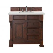 James Martin Vanities 147-114-5586-3LDL - Brookfield 36'' Single Vanity, Warm Cherry w/ 3 CM Lime Delight Quartz Top