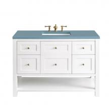 James Martin Vanities 330-V48-BW-3CBL - Breckenridge 48'' Single Vanity, Bright White w/ 3 CM Cala Blue Top