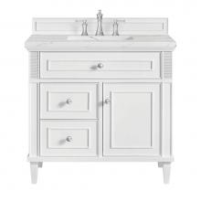 James Martin Vanities 424-V36-BW-3ENC - Lorelai 36'' Single Vanity, Bright White w/ 3 CM Ethereal Noctis Quartz Top