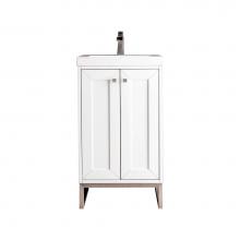 James Martin Vanities E303V20GWBNKWG - Chianti 20'' Single Vanity Cabinet, Glossy White, Brushed Nickel, w/ White Glossy Compos