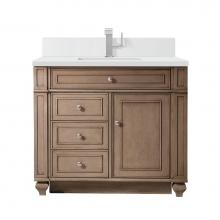 James Martin Vanities 157-V36-WW-1WZ - Bristol 36'' Single Vanity, Whitewashed Walnut w/ Single Hole 3 CM White Zeus Quartz Top