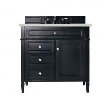 James Martin Vanities 650-V36-BKO-3LDL - Brittany 36'' Single Vanity, Black Onyx w/ 3 CM Lime Delight Quartz Top