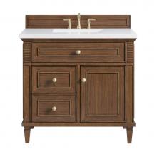 James Martin Vanities 424-V36-WLT-3WZ - Lorelai 36'' Single Vanity, Mid-Century Walnut w/ 3 CM White Zeus Quartz Top