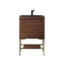 James Martin Vanities 805-V23.6-W-CB-CH - Mantova 23.6'' Single Vanity, Mid-Century Walnut, Champagne Brass Base w/ Charcoal Black