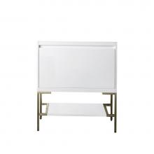 James Martin Vanities 805-V31.5-GW-CB - Mantova 31.5'' Single Vanity Cabinet, Glossy White, Champagne Brass Base