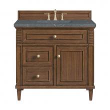 James Martin Vanities 424-V36-WLT-3PBL - Lorelai 36'' Single Vanity, Mid-Century Walnut w/ 3 CM Parisien Blue Quartz Top