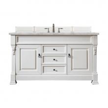 James Martin Vanities 147-V60S-BW-3VSL - Brookfield 60'' Single Vanity, Bright White w/ 3 CM Victorian Silver Quartz Top