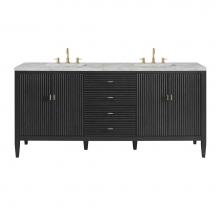 James Martin Vanities 485-V72-CBO-3VSL - Myrrin 72'' Double Vanity, Carbon Oak w/ 3 CM Victorian Silver Quartz Top