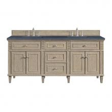 James Martin Vanities 424-V72-WWO-3CSP - Lorelai 72'' Double Vanity, Whitewashed Oak w/ 3 CM Charcoal Soapstone Quartz Top