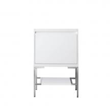 James Martin Vanities 805-V23.6-GW-BNK - Mantova 23.6'' Single Vanity Cabinet, Glossy White, Brushed Nickel Base