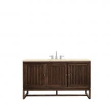 James Martin Vanities E645-V60S-MCA-3EMR - Athens 60'' Single Vanity Cabinet , Mid Century Acacia, w/ 3 CM Eternal Marfil Top