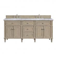 James Martin Vanities 424-V72-WWO-3CAR - Lorelai 72'' Double Vanity, Whitewashed Oak w/ 3 CM Carrara White Marble Top