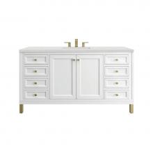 James Martin Vanities 305-V60S-GW-3LDL - Chicago 60'' Single Vanity, Glossy White w/ 3 CM Lime Delight Top