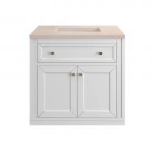 James Martin Vanities 305-V30-GW-3EMR - Chicago 30'' Single Vanity, Glossy White w/ 3 CM Eternal Marfil Top