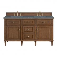 James Martin Vanities 424-V60D-WLT-3PBL - Lorelai 60'' Double Vanity, Mid-Century Walnut w/ 3 CM Parisien Blue Quartz Top