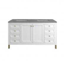 James Martin Vanities 305-V60D-GW-3GEX - Chicago 60'' Double Vanity, Glossy White w/ 3 CM Grey Expo Top