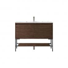 James Martin Vanities 805-V47.3-W-MB-GW - Mantova 47.3'' Single Vanity, Mid-Century Walnut, Matte Black Base w/ Glossy White Compo