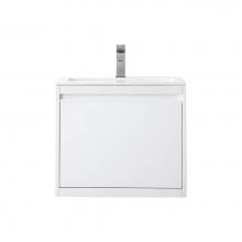 James Martin Vanities 805-V23.6-GW-GW - Mantova 23.6'' Single Vanity, Glossy White w/ Glossy White Composite Stone Top