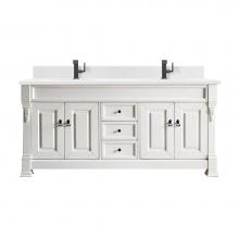 James Martin Vanities 147-V72-BW-1WZ - Brookfield 72'' Double Vanity, Bright White w/ Single Hole 3 CM White Zeus Quartz Top &a