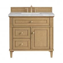 James Martin Vanities 424-V36-LNO-3VSL - Lorelai 36'' Single Vanity, Light Natural Oak w/ 3 CM Victorian Silver Quartz Top