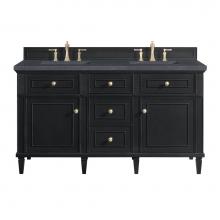 James Martin Vanities 424-V60D-BKO-3CSP - Lorelai 60'' Double Vanity, Black Onyx w/ 3 CM Charcoal Soapstone Quartz Top